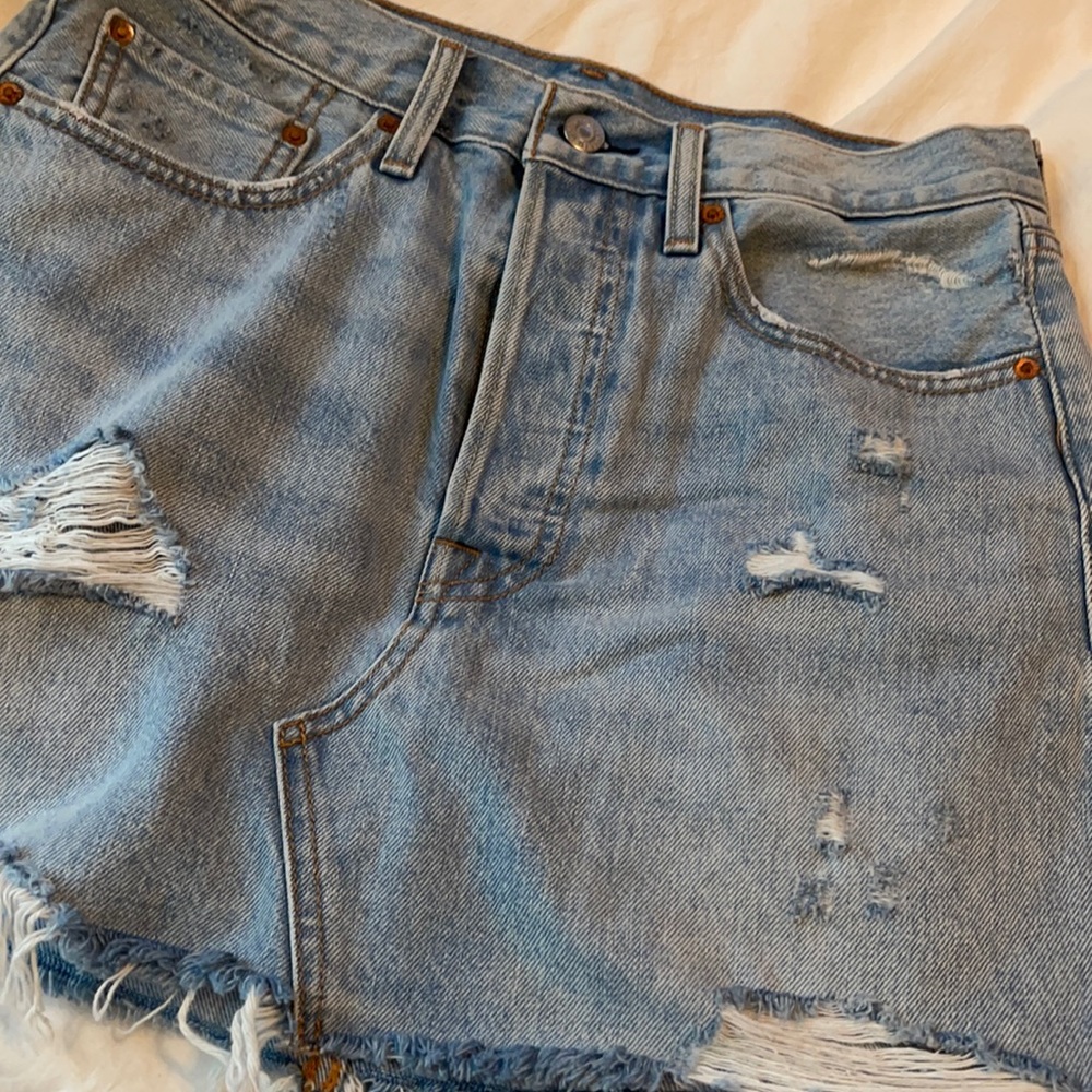 Levi’s Denim Mini Skirt, Distressed